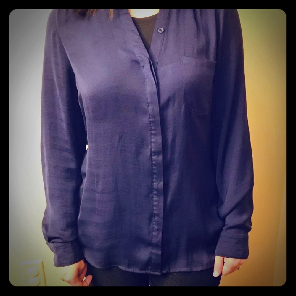 Silk navy blue blouse